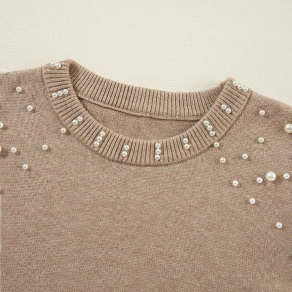 Light brown pearled sweater - Picture 5 of 9